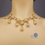 lady aurora necklace teardrop pearls and gold filigree
