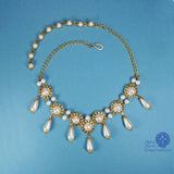 lady aurora necklace teardrop pearls and gold filigree