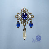 Beatrice blue renaissance brooch pin bronze