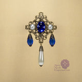 Beatrice blue renaissance brooch pin bronze