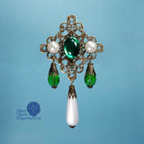 Beatrice green renaissance brooch bronze filigree