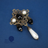 Beatrice black renaissance brooch bronze filigree
