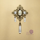 Beatrice pearl renaissance brooch pin bronze