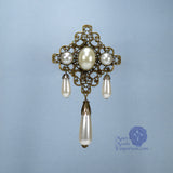 Beatrice pearl renaissance brooch pin bronze