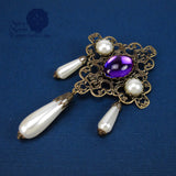 Beatrice purple renaissance brooch pin bronze