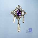 Beatrice purple renaissance brooch pin bronze