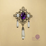 Beatrice purple renaissance brooch pin bronze