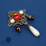 Beatrice red renaissance brooch pin bronze