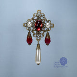 Beatrice red renaissance brooch pin bronze