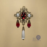 Beatrice red renaissance brooch pin bronze