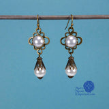 bianca gonzaga drop pearl earrings renaissance bronze