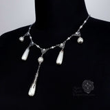 Renaissance teardrop pearl necklace silver Caterina Sforza