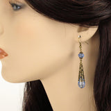 light blue earrings crystal renaissance bronze Elina
