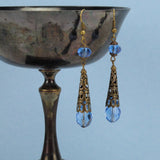 light blue earrings crystal renaissance bronze Elina