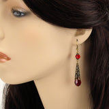 red crystal renaissance earrings bronze Elina