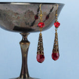 red crystal renaissance earrings bronze Elina
