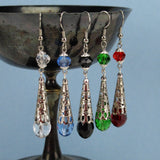 crystal renaissance earrings silver metal Elina