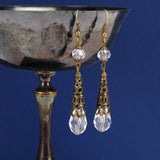clear crystal renaissance earrings bronze Elina