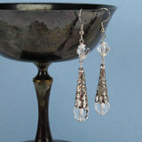clear crystal renaissance earrings silver Elina