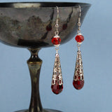red drop earrings renaissance crystal silver Elina