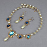 pearl Renaissance Necklace set aqua Lady Isadora
