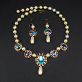 pearl Renaissance Necklace set aqua Lady Isadora