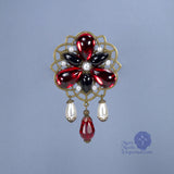 Baroness Ladonna red Renaissance pin in bronze