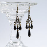 Black Victorian style drop earrings Milady Lorelle