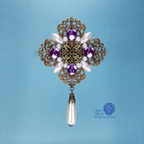 bronze renaissance purple brooch pin Duchess Lorraine