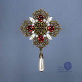 bronze renaissance brooch pin red Duchess Lorraine