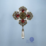 bronze renaissance red brooch pin Duchess Lorraine