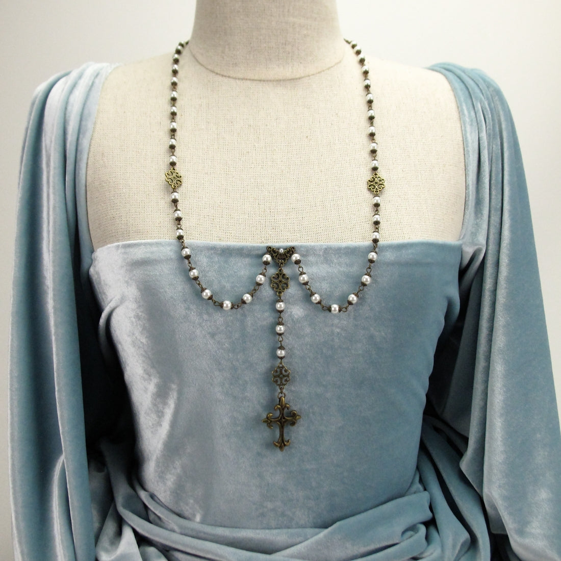 Pearl Renaissance Rosary Necklace - Paris antique bronze – Many Moons  Emporium