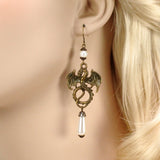 pearl dragon earrings bronze Lady Pendragon