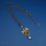 clear crystal dragon necklace antique bronze Pendragon