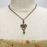 green crystal dragon necklace bronze Pendragon