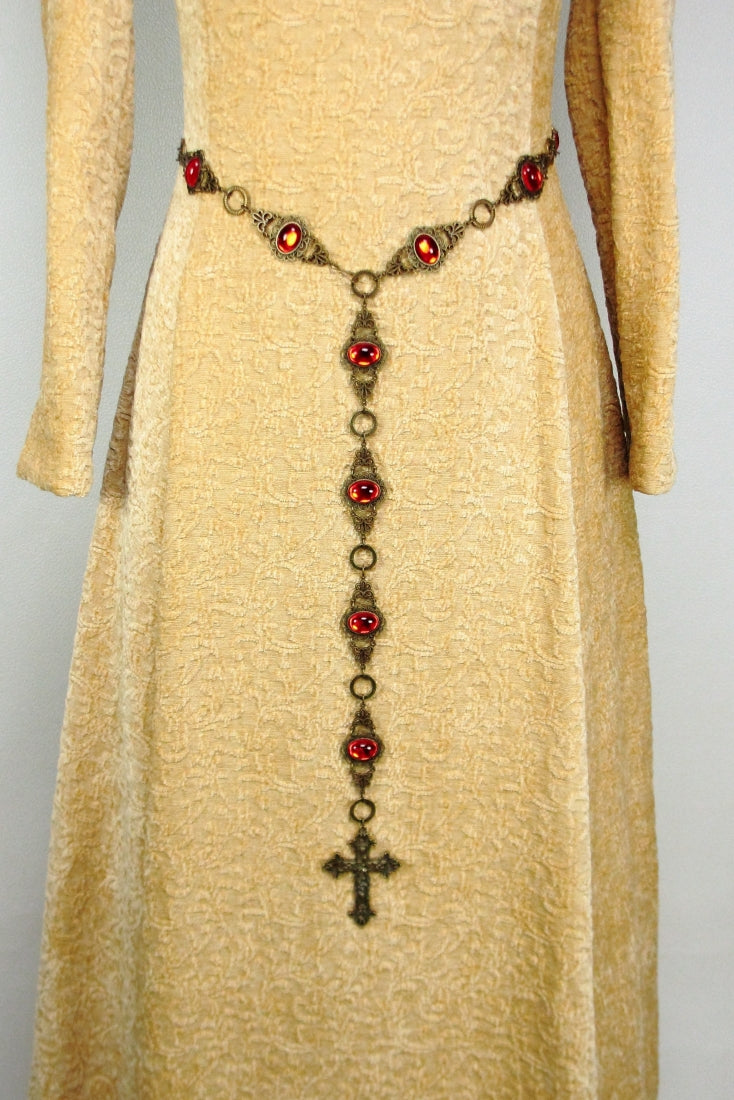 Medieval Girdle Belt With Red Gems - Bronze Marquesa Questa
