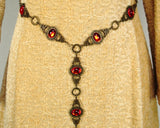 renaissance girdle belt with red gems antique bronze Questa