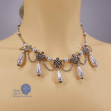 Celtic pearl drop necklace silver Lady Quillan Renaissance
