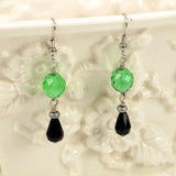 silver celtic necklace and earring set green Torrin