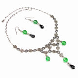 silver celtic necklace set green Torrin