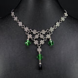 silver celtic necklace set green Torrin