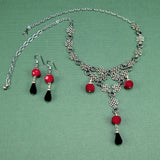 silver celtic knot necklace red crystal Torrin Red