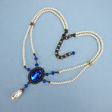 sapphire and pearl Victorian necklace in antique bronze Verena