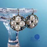 white princess queen elizabeth pearl earrings bronze