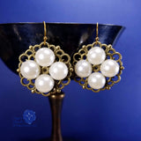 white princess queen elizabeth pearl earrings bronze