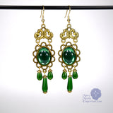 green Edwardian earrings antique gold Xanthe