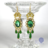green Edwardian earrings antique gold Xanthe
