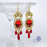 Black Edwardian Earrings - Marquise Xanthe gold & onyx