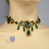 green Edwardian necklace antique gold Xanthe