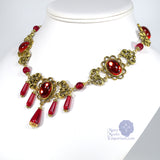 red Edwardian necklace antique gold Xanthe